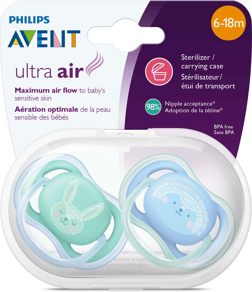 Philips Avent Ultra Air SCF344/22 - Fopspeen - 6-18 Maanden - 2 Stuks 8 Philips Avent Ultra Air SCF344/22 - Fopspeen - 6-18 Maanden - 2 Stuks - Afbeelding 8