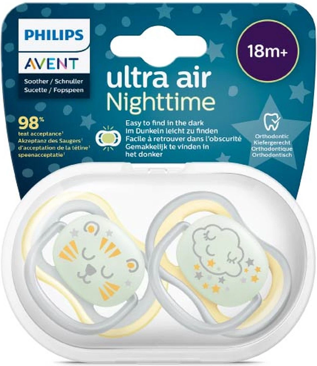 Philips Avent Ultra Air Fopspeen Nacht 18m+ 2 Stuks 13 Philips Avent Ultra Air Fopspeen Nacht 18m+ 2 Stuks - Afbeelding 13