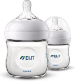 Philips Avent Natural Babyfles – SCF030/27 Babyfles (0m+) Voor Langzame Toevoer – 2 Stuks
