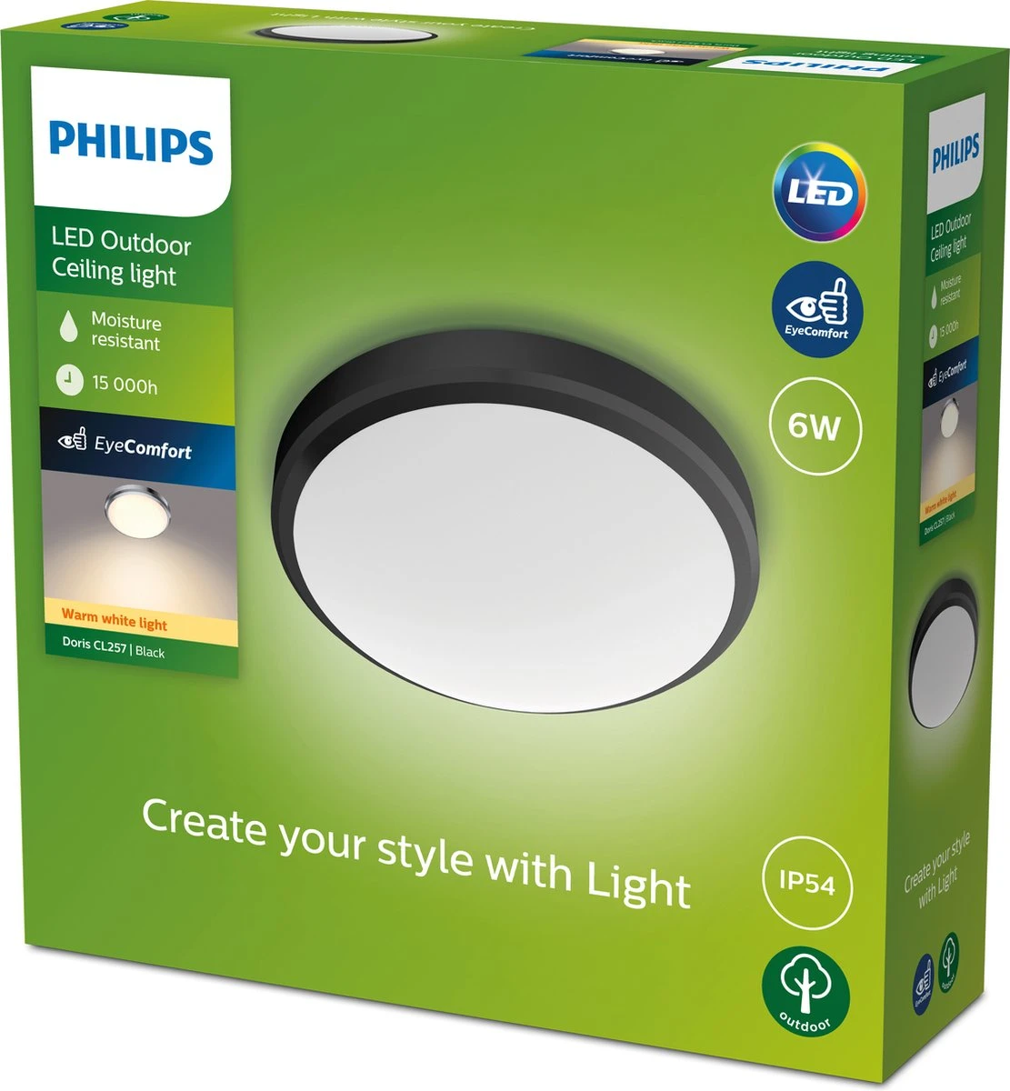 Philips Doris Ceiling - Zwart - IP54 2 Philips Doris Ceiling - Zwart - IP54 - Afbeelding 2