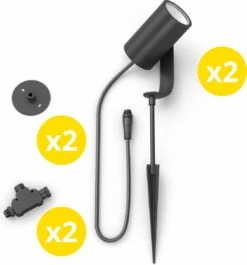 Philips Hue Lily Tuinspot Starterspakket - Prikspot White And Color Ambiance - Prikspots Voor Buiten - Tuinverlichting - 2 Spots - Zwart -Philips 1120x1200