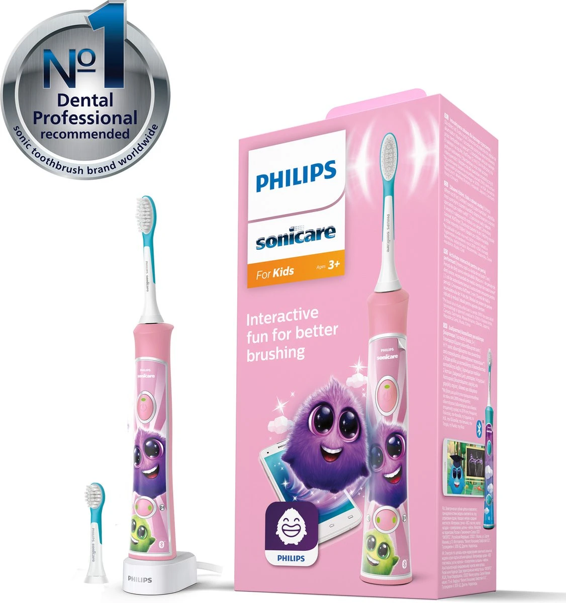 Philips Sonicare For Kids HX6352/42 - Elektrische Tandenborstel - Roze 2 Philips Sonicare For Kids HX6352/42 - Elektrische Tandenborstel - Roze - Afbeelding 2