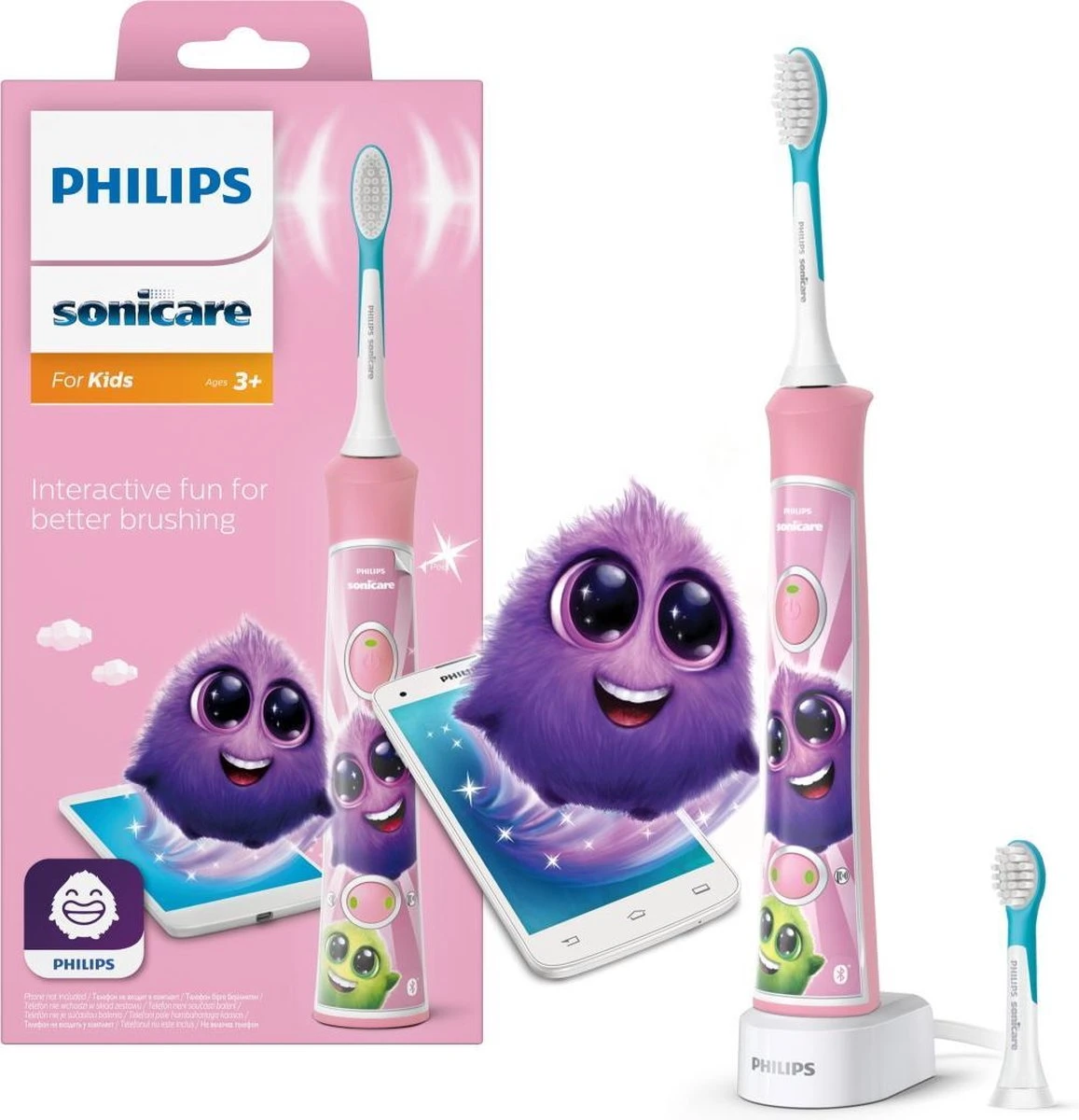 Philips Sonicare For Kids HX6352/42 - Elektrische Tandenborstel - Roze 1 Philips Sonicare For Kids HX6352/42 - Elektrische Tandenborstel - Roze