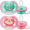 Philips Avent Ultra Air Fopspeen - 18m + - Roze/Groen Giraf/panda