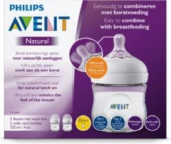 Philips Avent Natural Babyfles – SCF030/27 Babyfles (0m+) Voor Langzame Toevoer – 2 Stuks -Philips 1200x1012