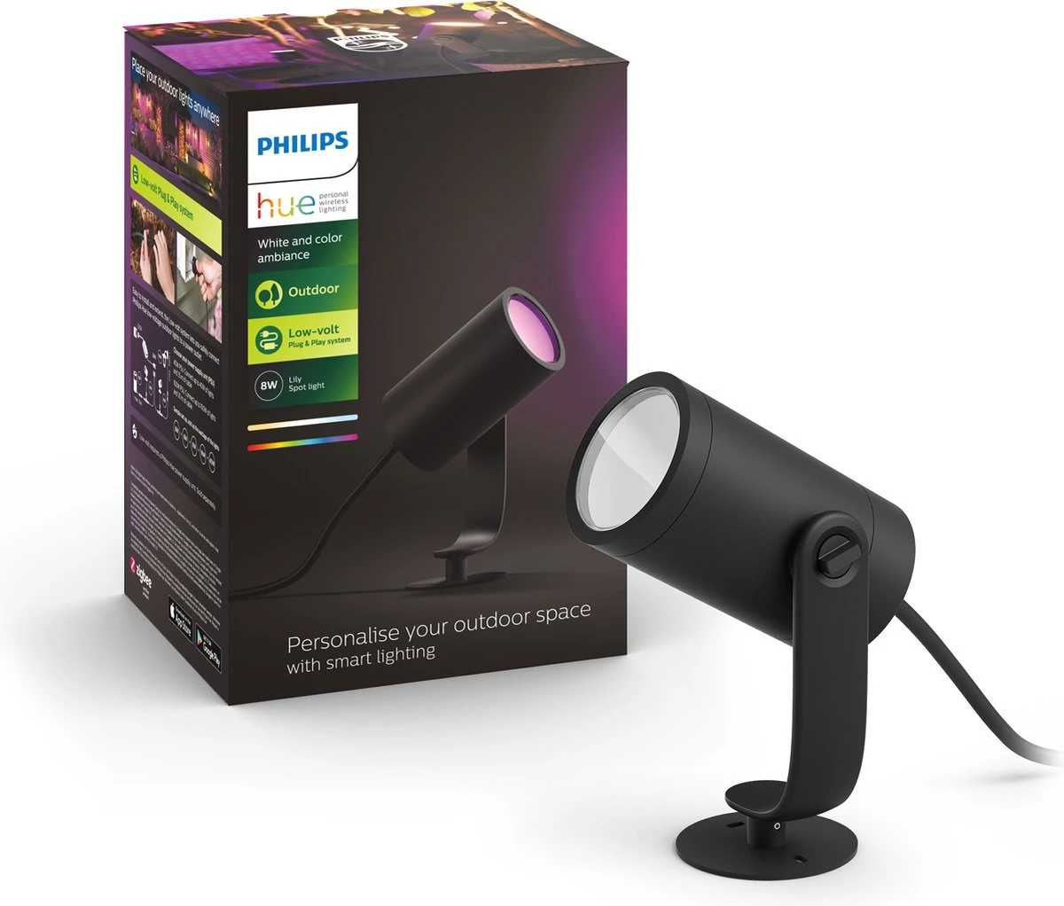 Philips Hue Lily Tuinspot - Wit En Gekleurd Licht - 1-spot - Zwart - Laagspanning - Uitbreiding 1 Philips Hue Lily Tuinspot - Wit En Gekleurd Licht - 1-spot - Zwart - Laagspanning - Uitbreiding