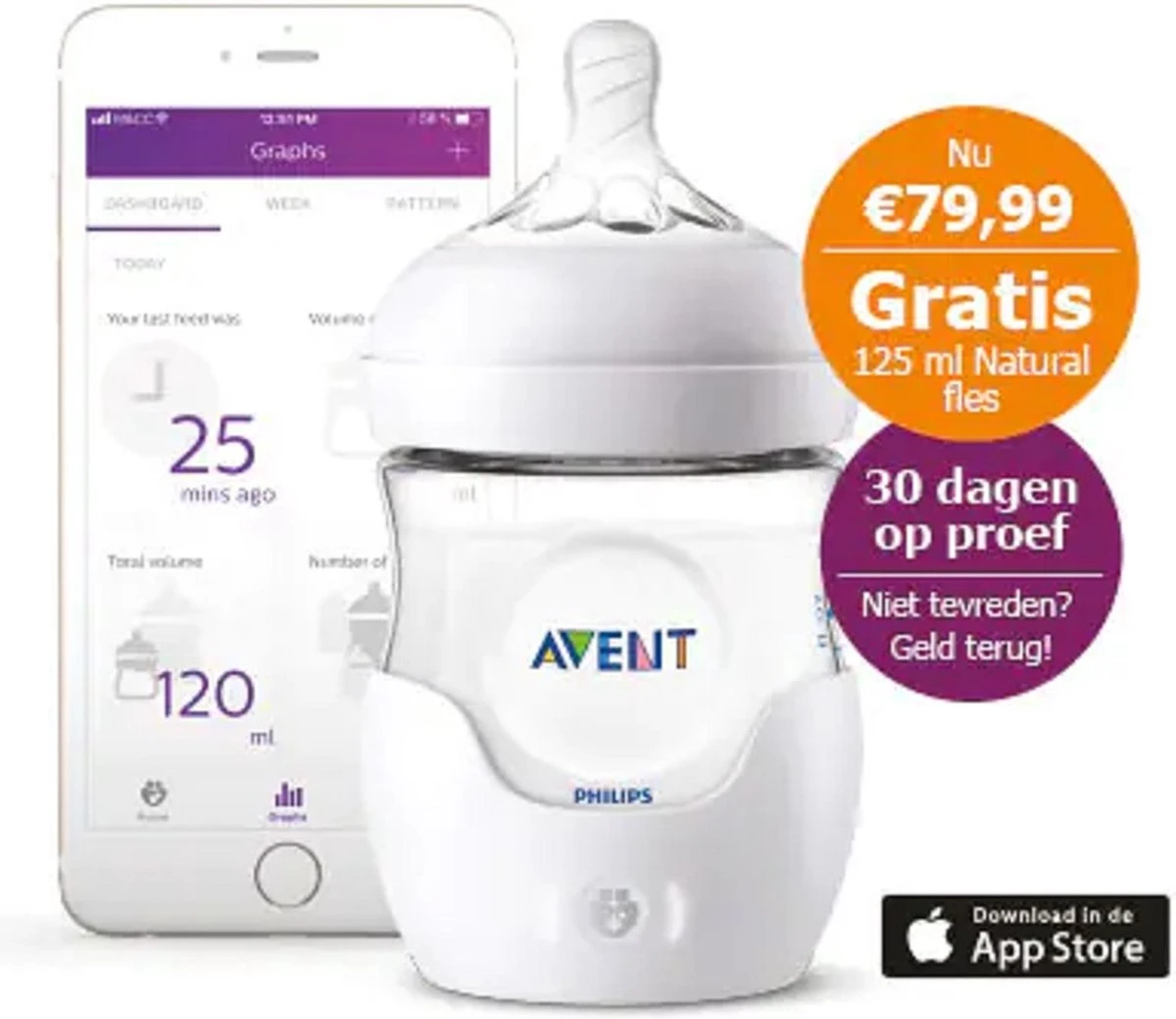 Philips AVENT SCH820/00 - BLUETOOTH - Slimme Babyfles - Houd Alle Voedingen Bij - Voor Apple Ios 1 Philips AVENT SCH820/00 - BLUETOOTH - Slimme Babyfles - Houd Alle Voedingen Bij - Voor Apple Ios