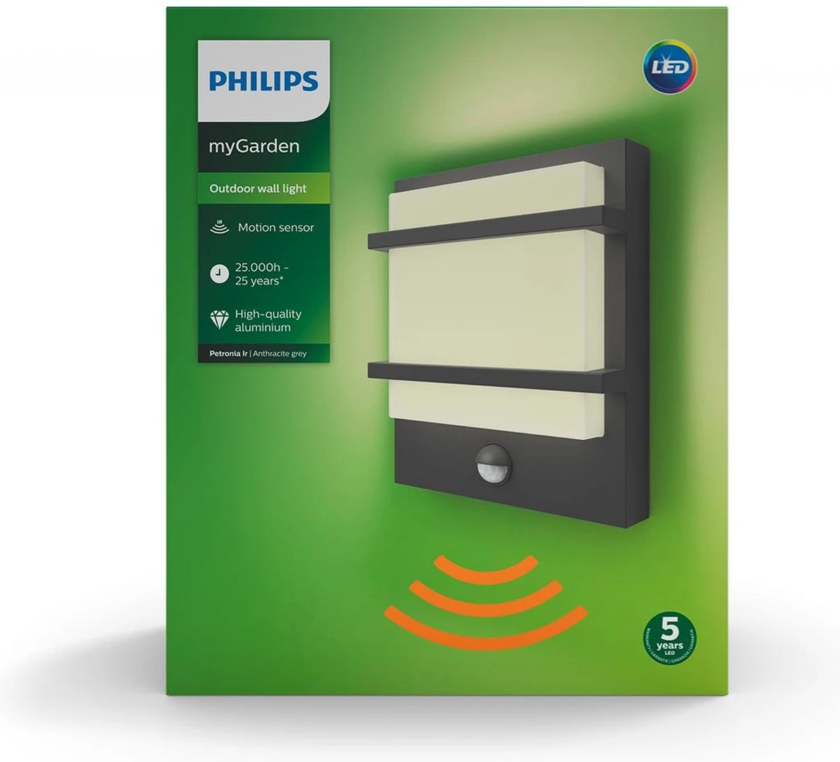 Philips Petronia Buitenwandlamp - Met Sensor - Antraciet 8 Philips Petronia Buitenwandlamp - Met Sensor - Antraciet - Afbeelding 8