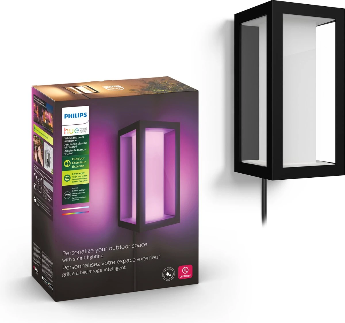 Philips Hue Impress Muurlamp - Wit En Gekleurd Licht - Zwart - Smal 1 Philips Hue Impress Muurlamp - Wit En Gekleurd Licht - Zwart - Smal