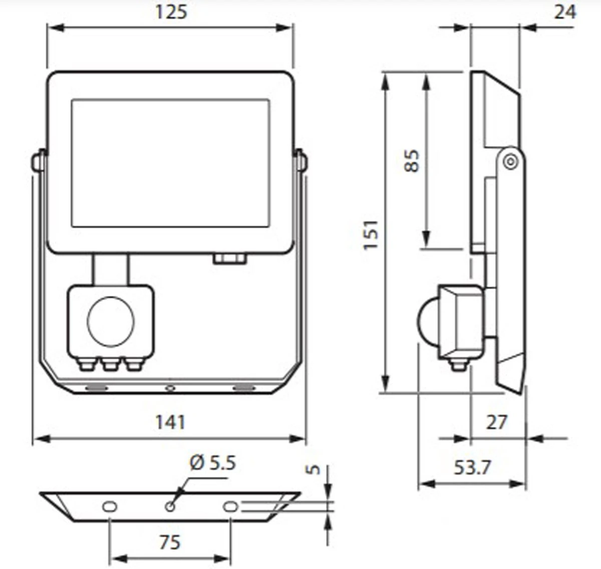 Philips Decoflood - Floodlight - Zwart - 1x20W - Met Sensor 4 Philips Decoflood - Floodlight - Zwart - 1x20W - Met Sensor - Afbeelding 4