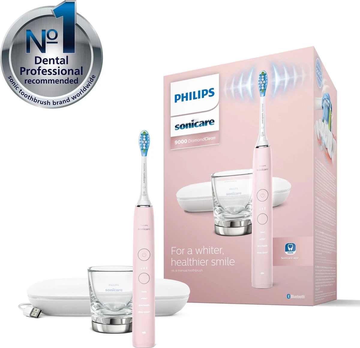 Philips Sonicare DiamondClean 9000 HX9911/29 - Luxe Elektrische Tandenborstel - Lichtroze 2 Philips Sonicare DiamondClean 9000 HX9911/29 - Luxe Elektrische Tandenborstel - Lichtroze - Afbeelding 2