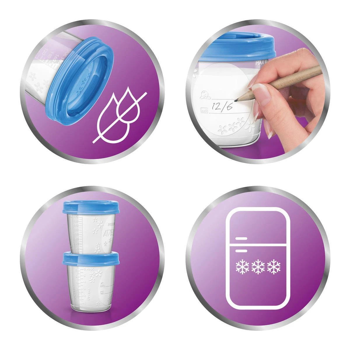 Philips Avent SCF721/20 Bewaarbekers Voor Voeding - 180 Ml En 240 Ml - 20 Stuks 4 Philips Avent SCF721/20 Bewaarbekers Voor Voeding - 180 Ml En 240 Ml - 20 Stuks - Afbeelding 4