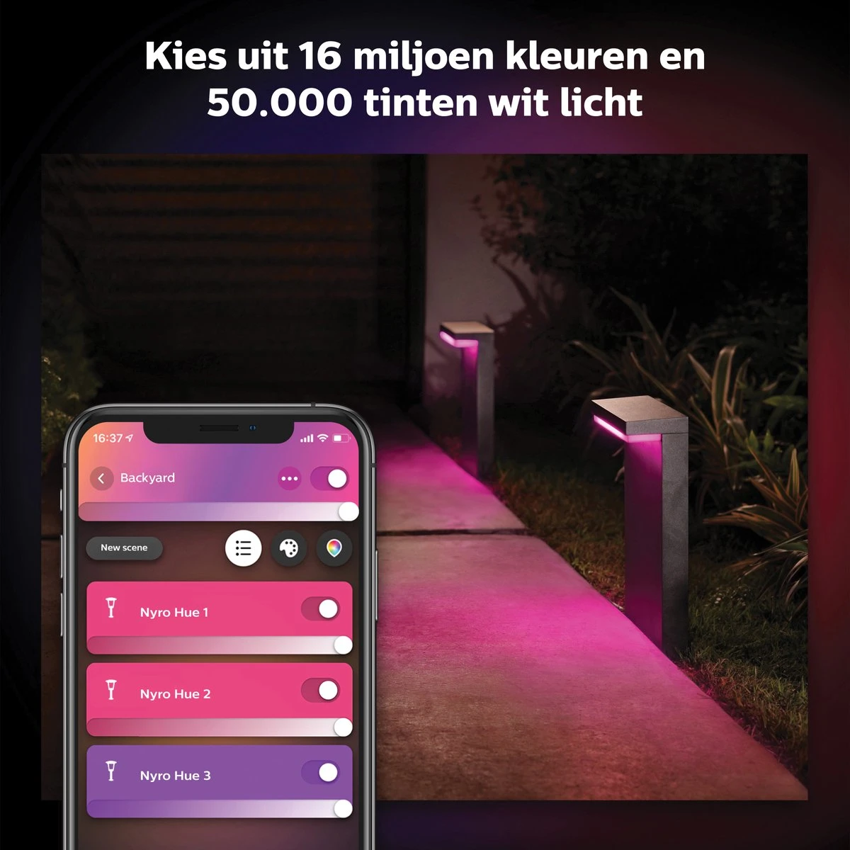 Philips Hue Nyro Sokkellamp - Wit En Gekleurd Licht - Zwart 3 Philips Hue Nyro Sokkellamp - Wit En Gekleurd Licht - Zwart - Afbeelding 3