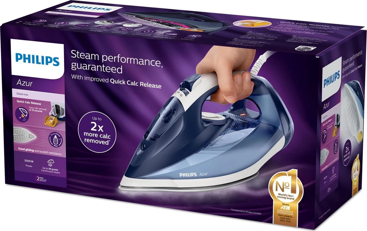 Philips Azur GC4556/20 - Stoomstrijkijzer - Blauw/Wit 7 Philips Azur GC4556/20 - Stoomstrijkijzer - Blauw/Wit - Afbeelding 7