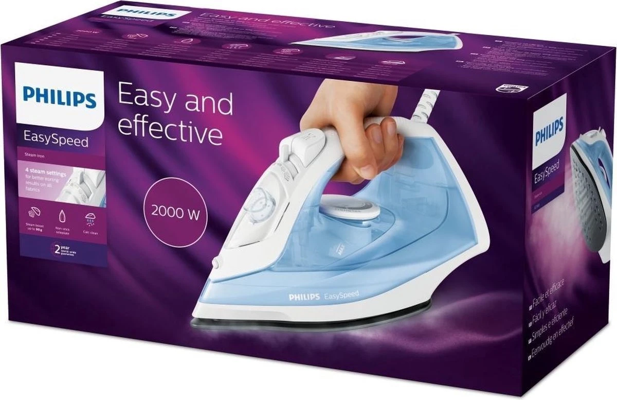 Philips GC1740 EasySpeed Stoomstrijkijzer Blauw/Wit 9 Philips GC1740 EasySpeed Stoomstrijkijzer Blauw/Wit - Afbeelding 9