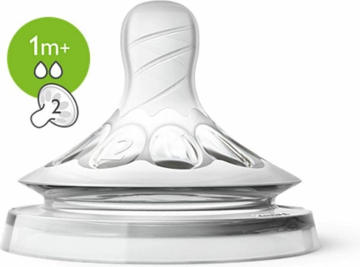 Philips AVENT Natural Speen - 1M+ - Langzame Toevoer - 2 Stuks 3 Philips AVENT Natural Speen - 1M+ - Langzame Toevoer - 2 Stuks - Afbeelding 3