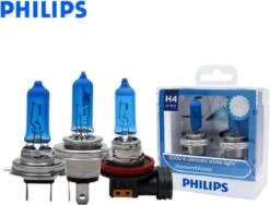 H4 55 Watt Philips Diamond Vision Lampen 12V – Helder Wit Licht 5000K – Xenon Look – LED Look – Meer Lichtopbrengst – Lange Levensduur – H4 55w Autolampen – Koplampen – Kleur Wit – H.O.D. Halogeen Origineel Philips Lampen – Xenon Gas – 2 Stuks