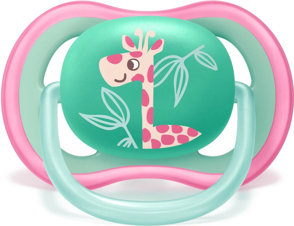 Philips Avent Ultra Air Fopspeen - 18m + - Roze/Groen Giraf/panda 2 Philips Avent Ultra Air Fopspeen - 18m + - Roze/Groen Giraf/panda - Afbeelding 2