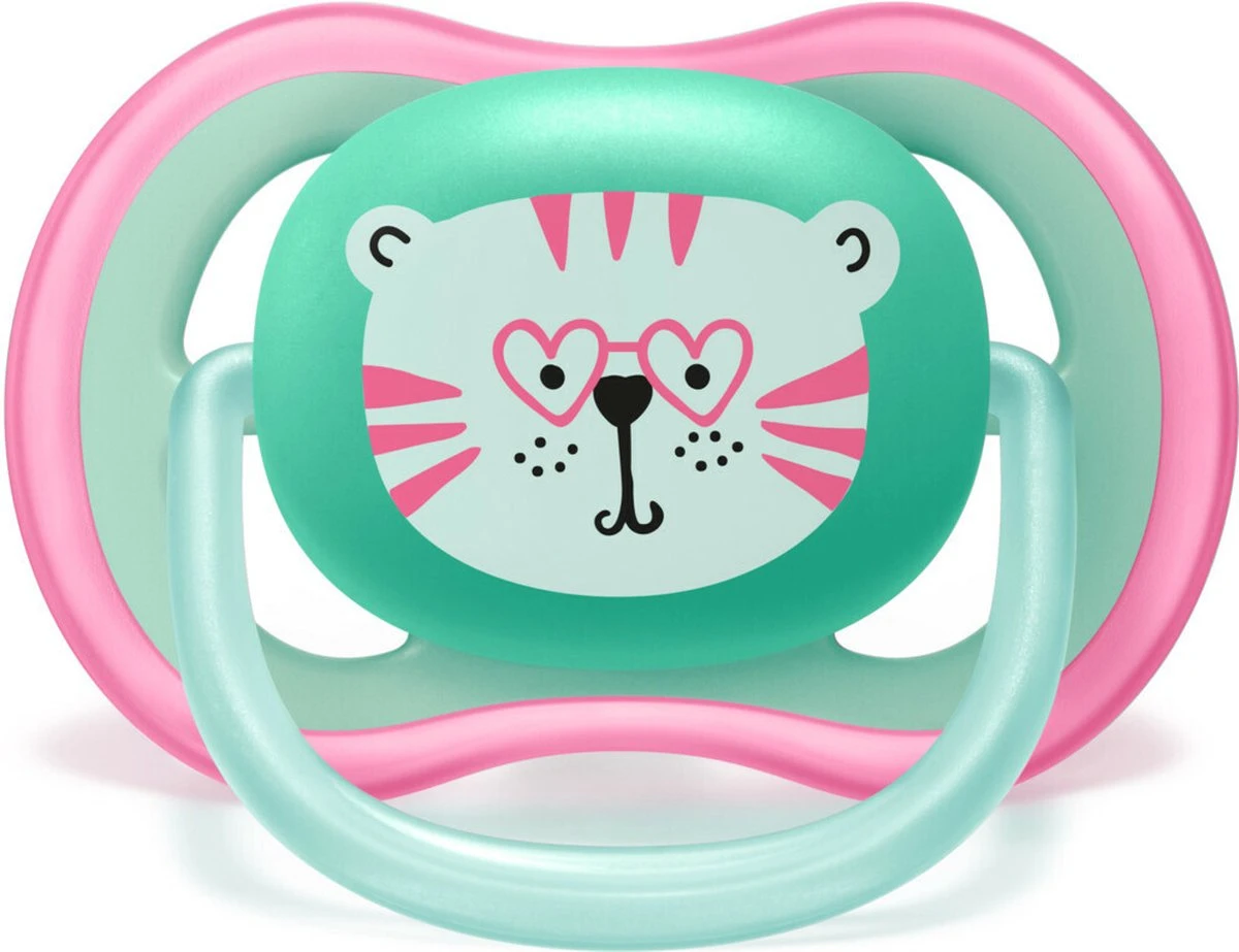 Philips Avent Ultra Air Fopspeen Roze/Groen Poes/konijn 18m+ 2 Philips Avent Ultra Air Fopspeen Roze/Groen Poes/konijn 18m+ - Afbeelding 2