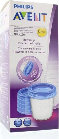 Philips Avent SCF619/05 Bewaarbekers Voor Babyvoeding - 180 Ml - 5 Stuks -Philips 515x1200
