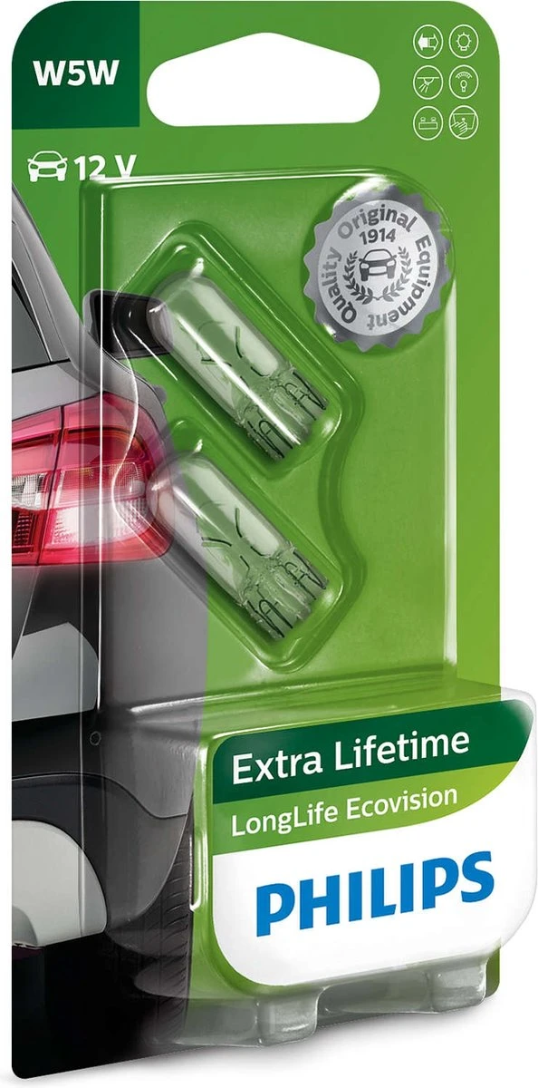 Philips W5W LongLife EcoVision 12V5 W2,1x9,5d B2 5 Philips W5W LongLife EcoVision 12V5 W2,1x9,5d B2 - Afbeelding 5