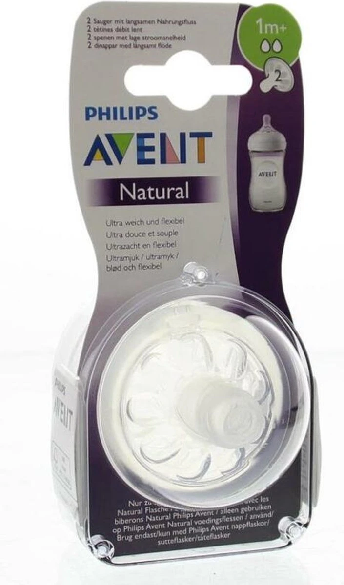 Philips AVENT Natural Speen - 1M+ - Langzame Toevoer - 2 Stuks 1 Philips AVENT Natural Speen - 1M+ - Langzame Toevoer - 2 Stuks