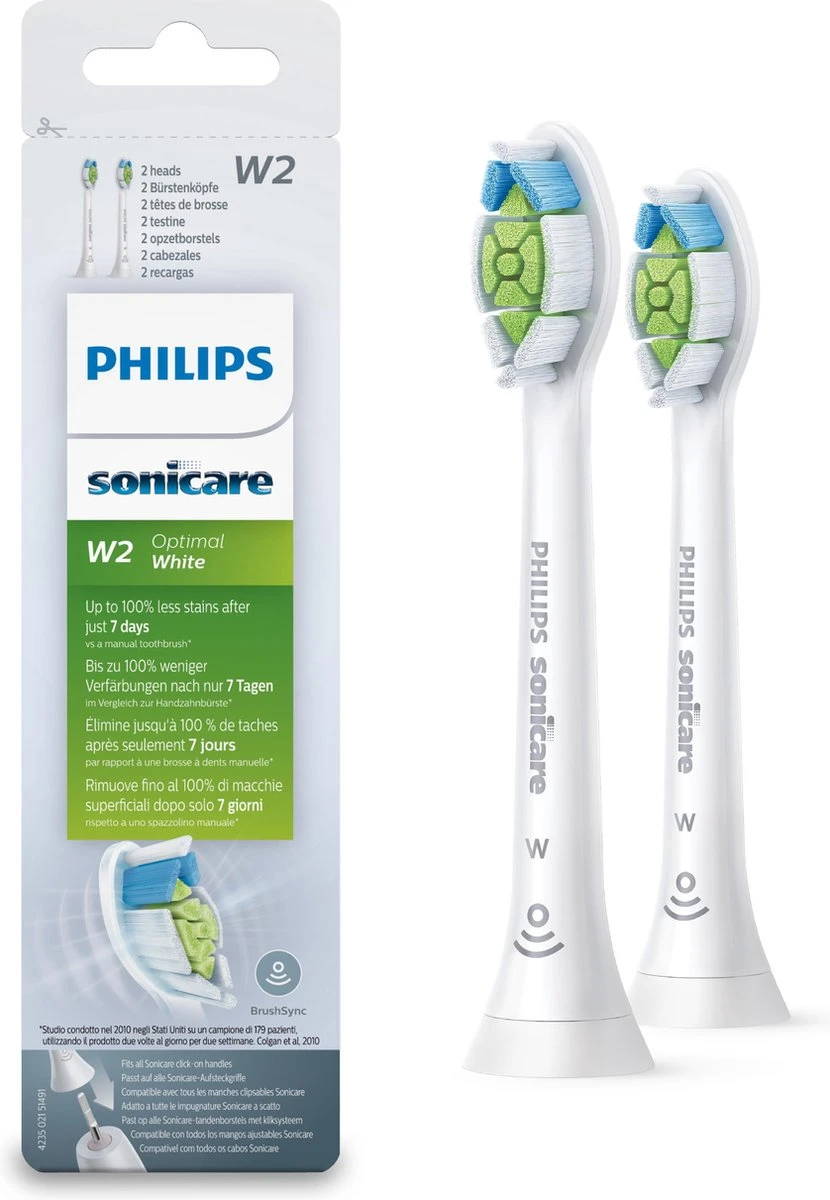 Philips Sonicare W2 Optimal White HX6062/10 - Opzetborstel - 2 Stuks 1 Philips Sonicare W2 Optimal White HX6062/10 - Opzetborstel - 2 Stuks