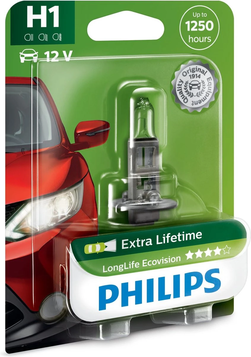 Philips Autolamp H1 Longlife Ecovision 12v/55w Wit 8 Philips Autolamp H1 Longlife Ecovision 12v/55w Wit - Afbeelding 8