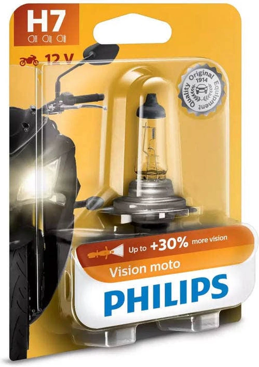 Philips Motorlamp H7 Vision Moto 12v/55w Wit 1 Philips Motorlamp H7 Vision Moto 12v/55w Wit