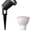 Philips Puled Grondspot LED Voor Buiten - Incl. Philips Hue White & Color Ambiance - Prikspot - Tuinverlichting - Buitenlamp - Zwart