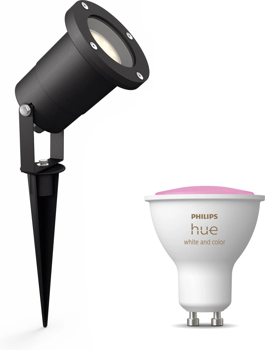 Philips Puled Grondspot LED Voor Buiten - Incl. Philips Hue White & Color Ambiance - Prikspot - Tuinverlichting - Buitenlamp - Zwart 1 Philips Puled Grondspot LED Voor Buiten - Incl. Philips Hue White & Color Ambiance - Prikspot - Tuinverlichting - Buitenlamp - Zwart